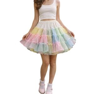 Vintage RuTHad Petticoat Tutu Skirt Pastel Rainbow Crinoline Slip Rockabilly S